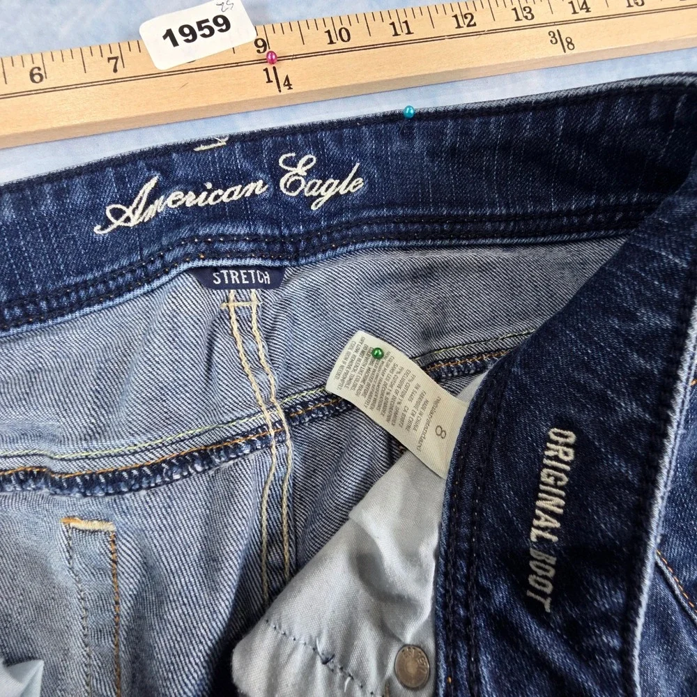 American Eagle Original Boot Jeans Womens 8 Dark Wash Stretch Denim Blue Bootcut